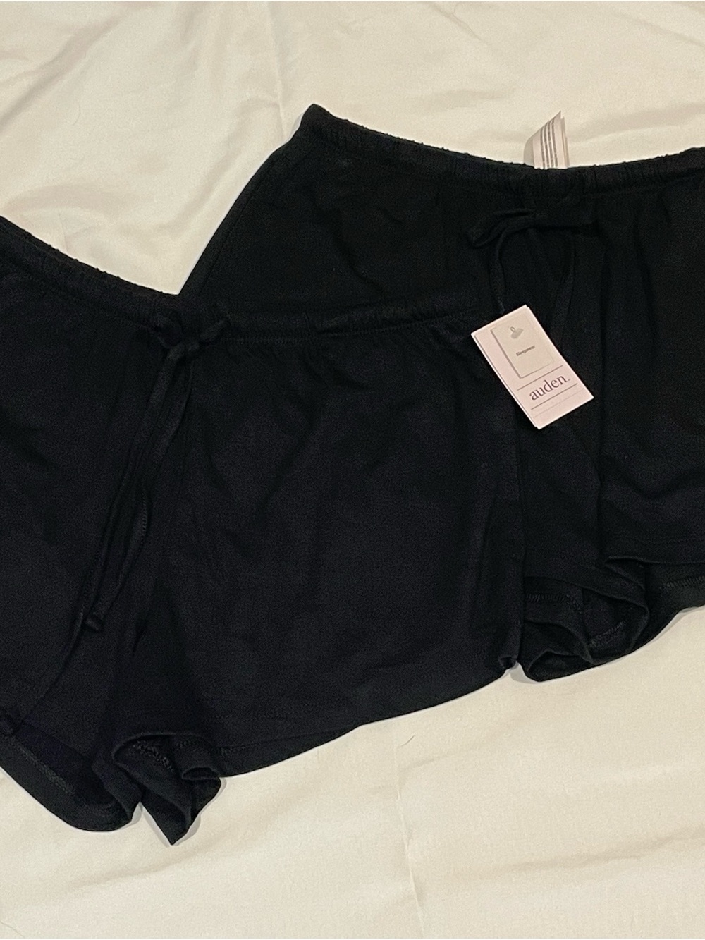 Auden Black Cotton-Blend Sleep Shorts Duo with Drawstring